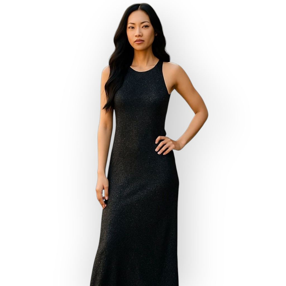 City Triangles Black Sparkle Bodycon Maxi Dress Medium